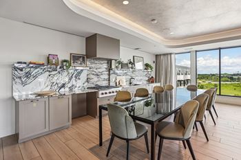 Sky lounge with private dining and outdoor deck with grills